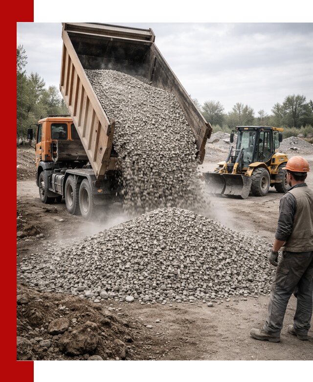 Доставка щебня в Кондопоге крупными и мелкими фракциями