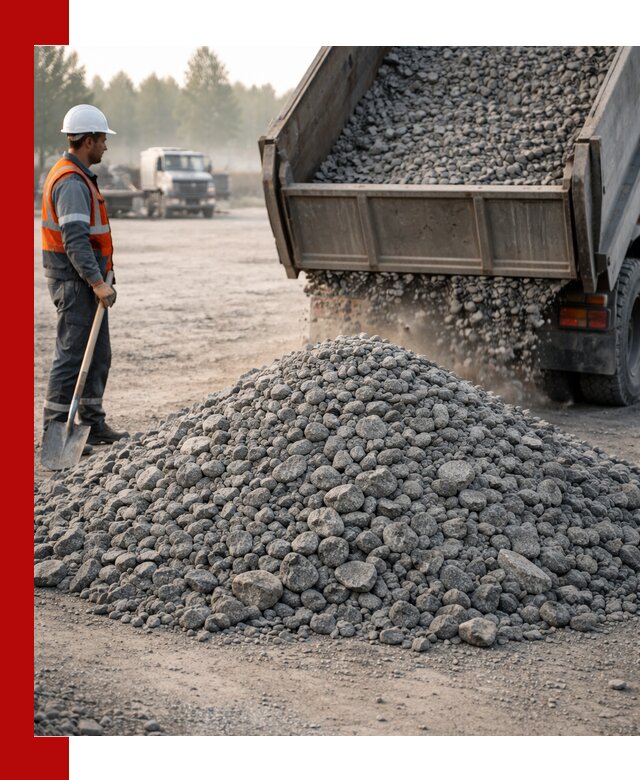 Гранитный щебень фракции 100–201 для строительства в Кондопоге