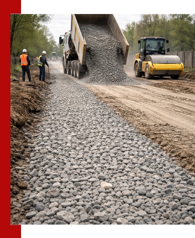 Доставка щебня для отсыпки дорог в Кондопоге высокого качества