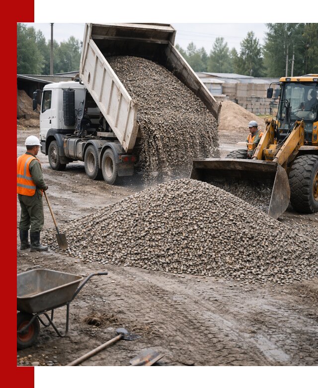 Мытый гравий с доставкой в Кондопоге от карьера до участка