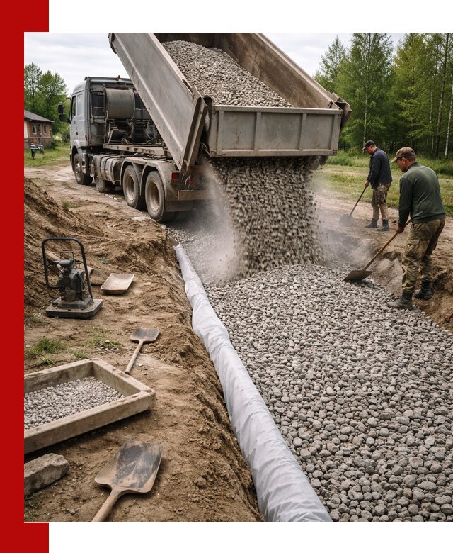 Гравий для дренажа с доставкой в Кондопоге качественный и недорогой