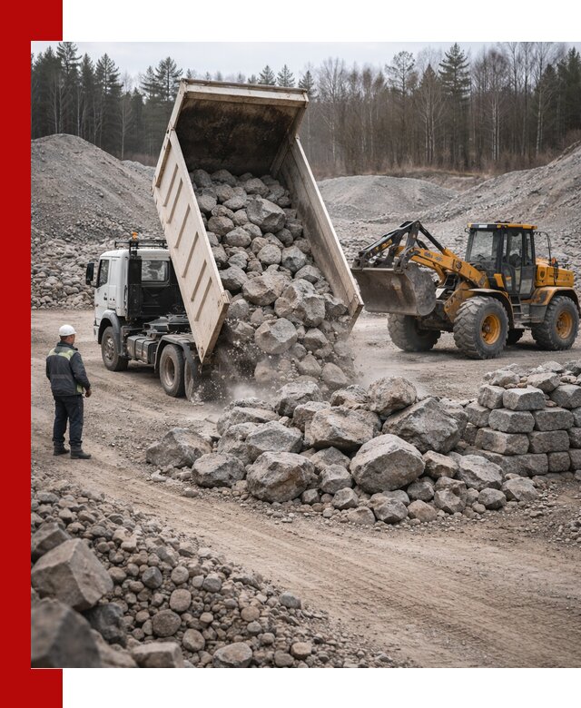 Доставка и продажа бутового гранитного камня в Кондопоге