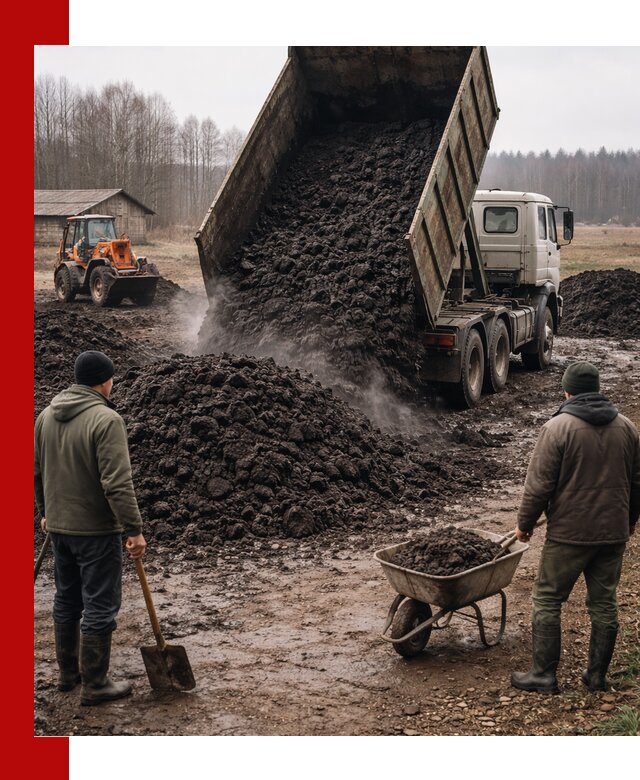 Доставка низинного торфа с разгрузкой и доставкой в Кондопоге