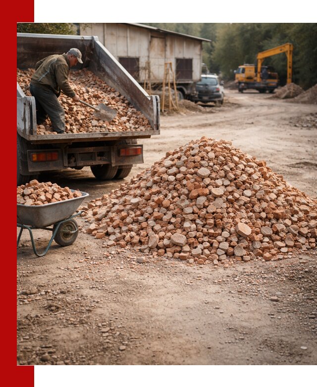 Доставка и подушка из боя кирпича с разгрузкой в Кондопоге